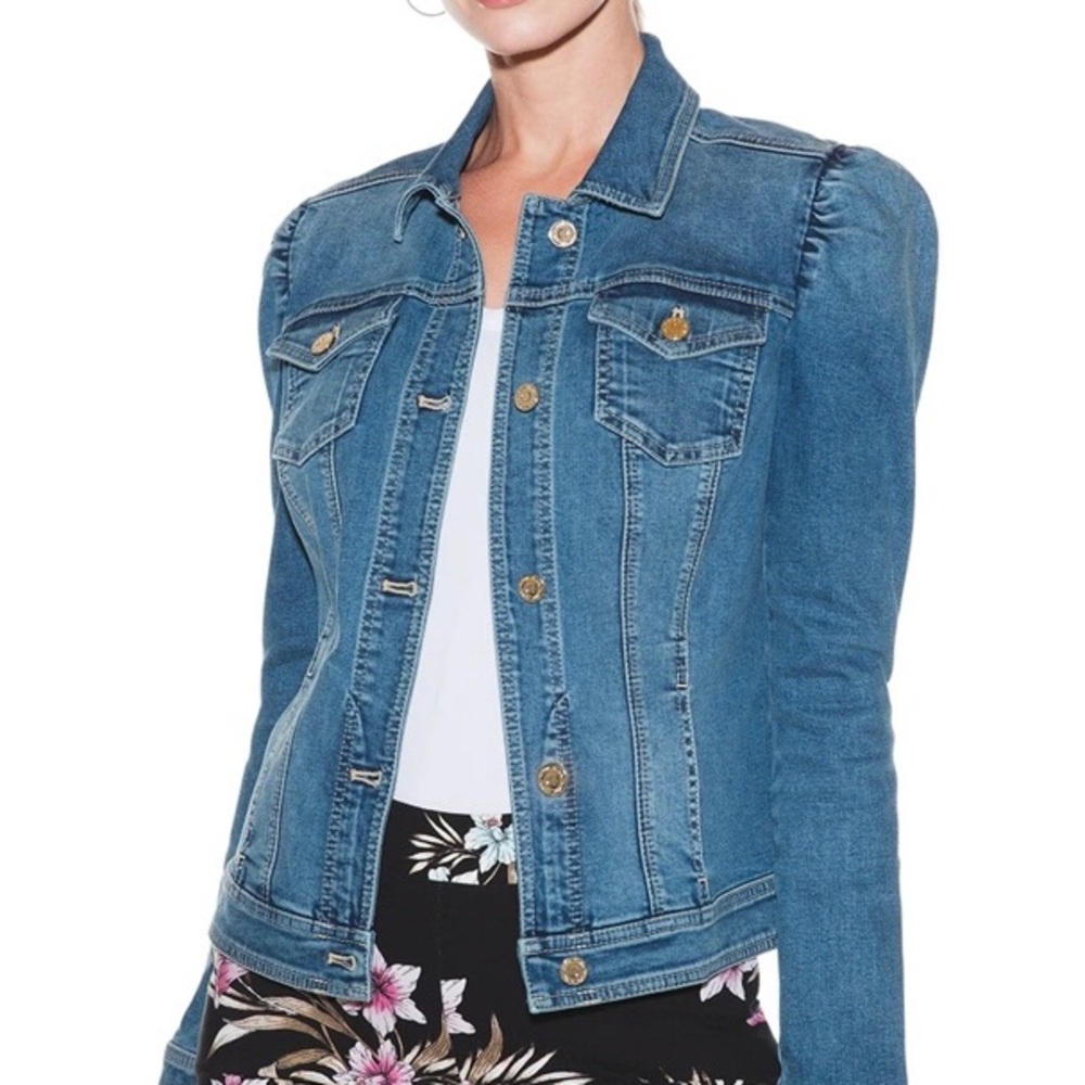 WHBM Denim Jacket with Pleated Shoulders
